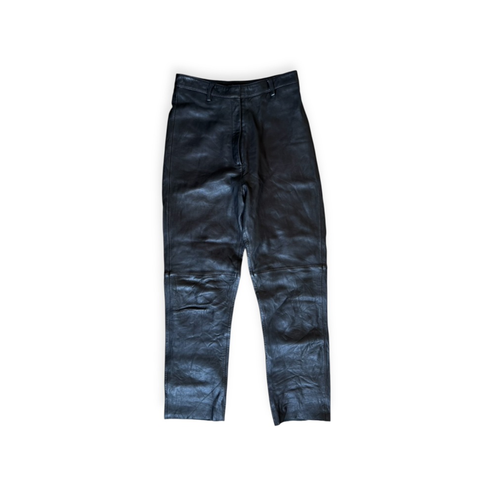 Veda x Reformation Lamb Leather Pants Black High Rise Straight Leg